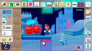 Super Mario Maker 2 Snow Night Theme All Bosses Course Maker [upl. by Tnilc]