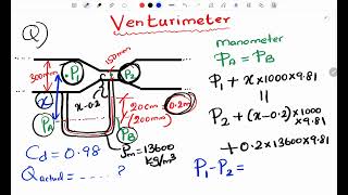 Venturimeter  Hydraulics example 5 [upl. by Einna]