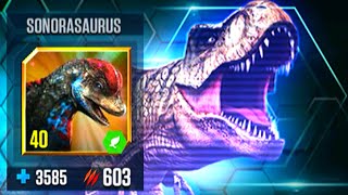 SONORASAURUS VS SONORASAURUS SOLO BATTLE  JURASSIC WORLD THE GAME [upl. by Kehoe]