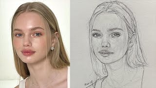 Learn to draw a beautiful girls face step by step using the Loomis method [upl. by Seidler]