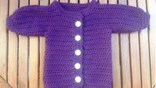 Babyjacke häkeln  Anleitung Strickjacke  Teil 3 linkes Vorderteil mit Untertitel by BerlinCrochet [upl. by Lissy]