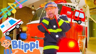 Emergency Vehicle Song  BRAND NEW BLIPPI Firetruck Song for the Family [upl. by Slayton]