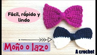 🎀Moño o lazo tejido a crochet Fácil rápido y Lindo🎀Ganchillo crochet tie [upl. by Rickart]