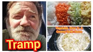 OffGrid Cooking With A Hobo  Vegetable Stew In A Creamy Garlic Sauce [upl. by Rainie11]