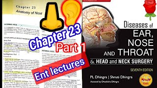 Anatomy and physiology of 👃 nose 🔴 ENT DHINGRA lectures CHAPTER 23 part 1 [upl. by Eulalie]