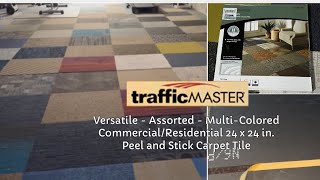 DIY Flooring with TrafficMaster Assorted pattern peel and stick carpet tile  DIY Carpet Flooring [upl. by Sylvia281]