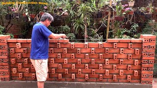 Unique And Creative Brick Wall Decoration And Construction Techniques Using Sand And Cement Bricks [upl. by Roybn784]