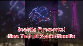 Seattle Fireworks show and light show Happy new year Tmobile Space needle fireworks [upl. by Pillsbury489]