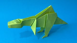 Dino Basteln  So faltet man einen Papierdinosaurier Spinosaurus  Origami Tiere [upl. by Peterman256]