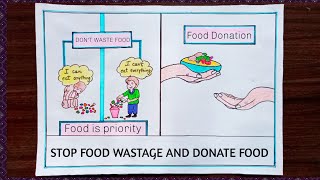 How to make Stop Food wastage poster Easy drawing on Stop food wasting Save Food drawing easy [upl. by Chisholm626]