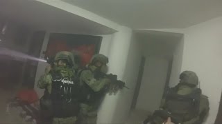 Amazing footage of shoot out at drug lord Guzmans property [upl. by Nyleahcim]