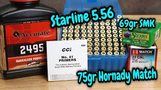 Testing Starline 556 brass with Accurate 2495 and 69gr SMK75gr Hornady Match [upl. by Ennadroj]