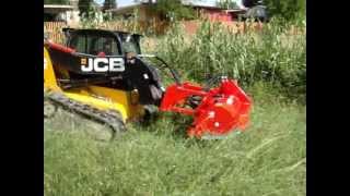 Simatech THB Trincia sarmenti  Shredder  Flail mower with JCB skid steer [upl. by Shutz]