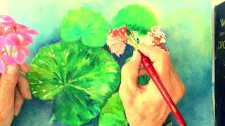 Red Geranium watercolor tutorial a step by step art lesson [upl. by Nollie]