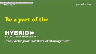 Hybrid PGDM Program  Welingkar Institute of Management  Jaro Education [upl. by Aerdnahs138]