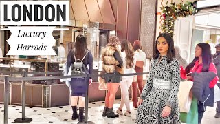 Inside London Harrods upmarket luxury Department Store Designer Fashion fabulous Food Hall 4K [upl. by Enirac]