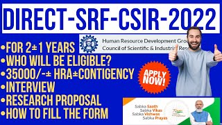 PhDDirect SRFCSIR2022 35000HRAContingency Grant [upl. by Lance]