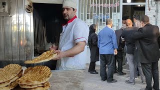 BAKING Barbari Bread in Tabriz IranBaking Iranian BreadBaking Bread [upl. by Monson]