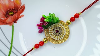 Handmade Rakhi For CompetitionRakhi MakingHow To Make Rakhi At HomeDIY RakhiWaterlily Creation [upl. by Orapma510]