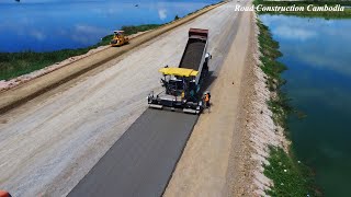 Processing Paver Machine VOGELE SUPER 18002 Paving Gravel And Compaction Build New Road [upl. by Katharine]