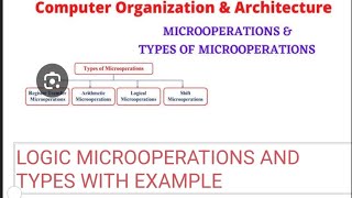 Logic microoperations types of microoperations  COA  full course in hindi [upl. by Eelimaj887]