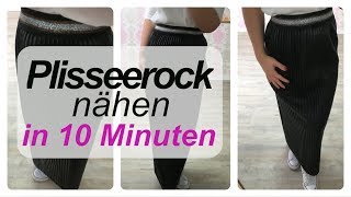 Plisseerock nähen aus Kunstleder in 10 Minuten  Nähanleitung [upl. by Ainival]