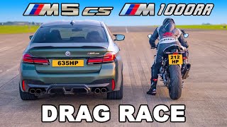 BMW M5 CS v BMW M Superbike DRAG RACE [upl. by Burrton277]