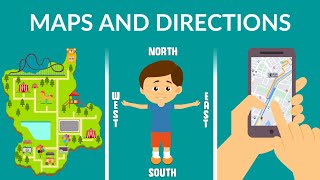 Maps and Directions  Types of Maps  Cardinal Directions  Video for Kids [upl. by Man]