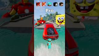 NOOB vs Girl vs PRO vs HACKER vs HEROBRINE Car Jump Challenge 😂 🚗 shorts beamngdrive [upl. by Bonnes]