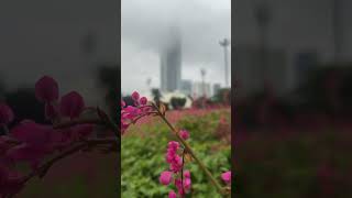 Puncak bangunan Bakrie Tower tertutup awan gelap hujan turun deras di pagi hari enjoyjakarta [upl. by Thais63]