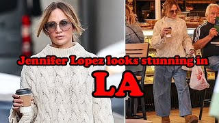 Jennifer Lopez embraces fall fashion in a white sweater and jeans during coffee run in LA [upl. by Zashin591]