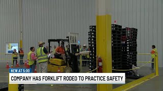 Company saddles up on forklifts to practice safety [upl. by Mario630]