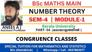 Congruence Classes Modulo m  Number Theory  BSc Mathematics  Kerala University  Malayalam [upl. by Nonnel481]