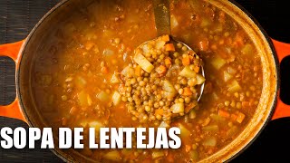 Cómo hacer una rica sopa de lentejas con plátano macho frito [upl. by Harmonie]