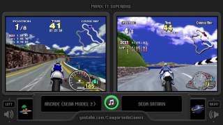 Sega Manx TT Superbike Arcade vs Sega Saturn Side by Side Comparison [upl. by Olin]