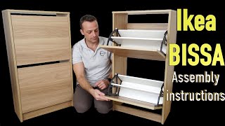 Ikea BISSA Shoe cabinet with 2 compartments Assembly Instructions StepbyStep Guide [upl. by Oskar304]