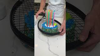 Tennis racket pushes down to cut cake Part 10 [upl. by Lebasiairam]