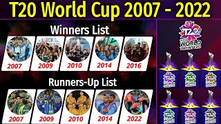 ICC T20 World Cup Winners amp RunnersUp List of All Seasons  T20 World Cup Champions 2007 to Present [upl. by Cirred]