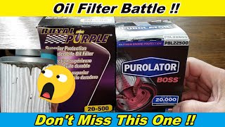 Royal Purple Oil Filter 20500 Cut Open vs Purolator Boss Oil Filter PBL22500 Cut Open [upl. by Terence736]