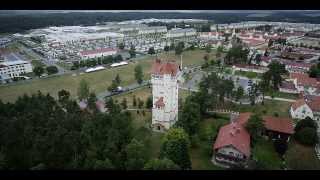 USAG Grafenwoehr US Army Germany Garrison Historic Tower  RED Epic Aerial footage [upl. by Hctud]