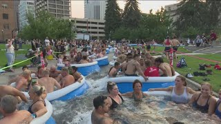 World record attempt for largest ice plunge in downtown Boise [upl. by Ayifa39]