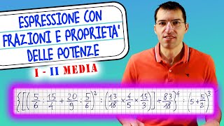 Espressioni con frazioni e proprietà delle potenze  I e II Media Tutorial per genitori [upl. by Airdni]