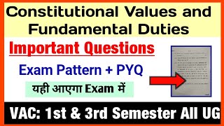 Constitutional Values and Fundamental Duties Important Questions amp Exam Pattern 13 Semester DU SOL [upl. by Allehc346]