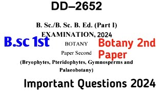 Bsc First Year Botany Second Paper  Bsc First year Botany Durg University 2024 Important Question [upl. by Cohl]