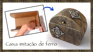 Como fazer CAIXA imitação de ferro  DIY caixa de papelão [upl. by Weisbart404]