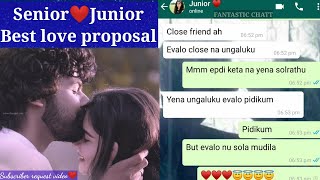 Senior junior love story  Best love proposal  lovers whatsapp chat love chat FANTASTICCHATT [upl. by Baiel539]