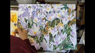 Crocus oil painting  Timelapse 12 [upl. by Ammamaria]