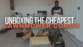 Unboxing amp Setting Up The Cheapest Cordless Lawnmower Combo Set in 2024 radley lawncare [upl. by Euqinu]