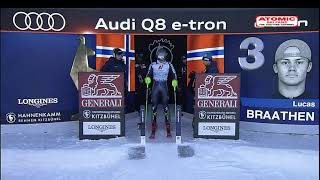 Lucas Braathen 🇳🇴  mens slalom Kitzbuhel 1st run Jan 22 2023 weareskiing atomic [upl. by Mcclimans]