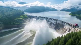 36714649 MotionElements water powered energy a large hydroelectric dam with reservoir and forest ba [upl. by Svetlana]